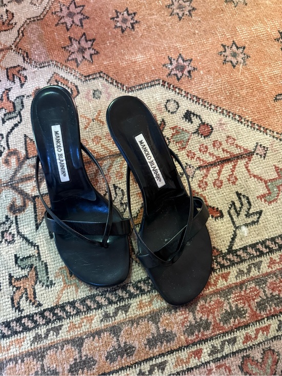 Manolo Blahnik Shoes - Manolo Blahnik Leather Heel Sandals - Size 39